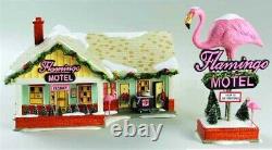 New Dept 56 The Flamingo Motel, 2 Piece Lighted, Original Snow Village #799930