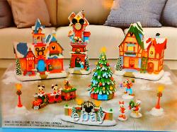 New Holiday Disney Christmas Village Set Lights & Music, 13 Piece Set- Limited