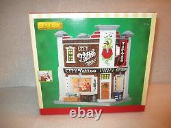 New Lemax 2015 City Tattoo Parlor Shop Lighted Christmas Village House RARE