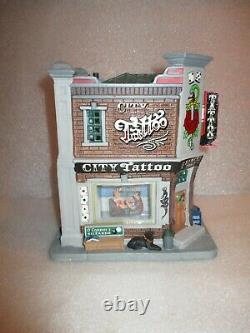 New Lemax 2015 City Tattoo Parlor Shop Lighted Christmas Village House RARE