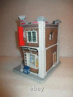 New Lemax 2015 City Tattoo Parlor Shop Lighted Christmas Village House RARE