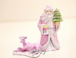 OOAK Dept 56 Reindeer Care & Repair Tree Shabby Pink Rose Chic Christmas Village
