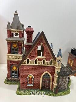 O'Well Halloween 8-Piece Village Set Porcelain Lighted Houses Decoration 100%