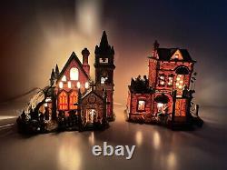 O'Well Halloween 8-Piece Village Set Porcelain Lighted Houses Decoration 100%