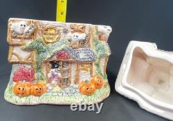 Omnibus Fitz and Floyd Halloween Ceramic Haunted House Ghost Cookie Jar 1993