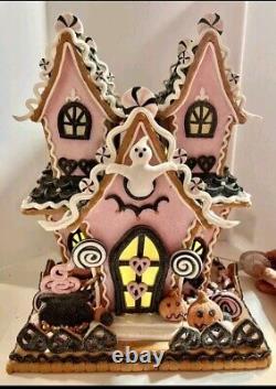 Pink HALLOWEEN LED Gingerbread House Large New 15 Raz Imports Pastel