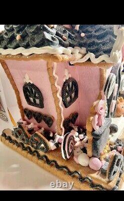 Pink HALLOWEEN LED Gingerbread House Large New 15 Raz Imports Pastel