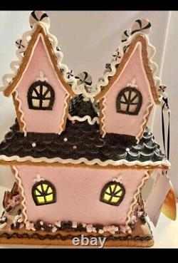Pink HALLOWEEN LED Gingerbread House Large New 15 Raz Imports Pastel