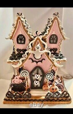 Pink HALLOWEEN LED Gingerbread House Large New 15 Raz Imports Pastel