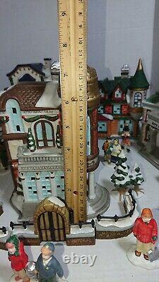 Porcelain Victorian Christmas village set houses and figurines Lot Of 40