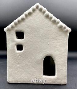 Pottery Barn Red Clay Hand Crafted Ceramic Christmas Village House Set Of 4