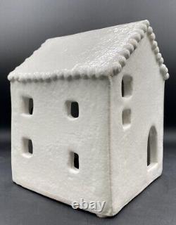 Pottery Barn Red Clay Hand Crafted Ceramic Christmas Village House Set Of 4