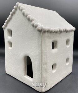 Pottery Barn Red Clay Hand Crafted Ceramic Christmas Village House Set Of 4
