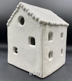 Pottery Barn Red Clay Hand Crafted Ceramic Christmas Village House Set Of 4