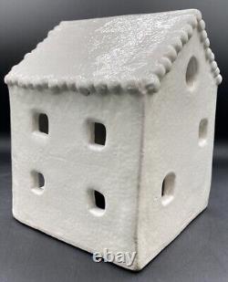 Pottery Barn Red Clay Hand Crafted Ceramic Christmas Village House Set Of 4