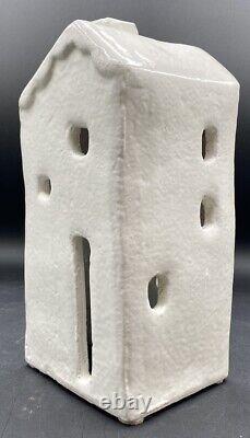 Pottery Barn Red Clay Hand Crafted Ceramic Christmas Village House Set Of 4