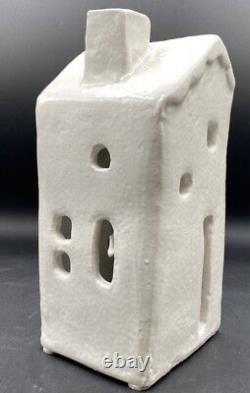 Pottery Barn Red Clay Hand Crafted Ceramic Christmas Village House Set Of 4