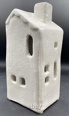 Pottery Barn Red Clay Hand Crafted Ceramic Christmas Village House Set Of 4