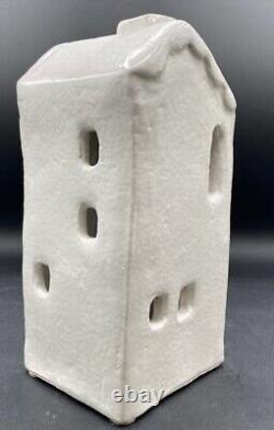 Pottery Barn Red Clay Hand Crafted Ceramic Christmas Village House Set Of 4