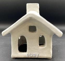 Pottery Barn Red Clay Hand Crafted Ceramic Christmas Village House Set Of 4