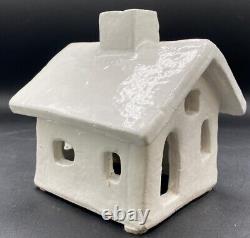 Pottery Barn Red Clay Hand Crafted Ceramic Christmas Village House Set Of 4