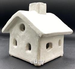 Pottery Barn Red Clay Hand Crafted Ceramic Christmas Village House Set Of 4