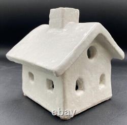 Pottery Barn Red Clay Hand Crafted Ceramic Christmas Village House Set Of 4