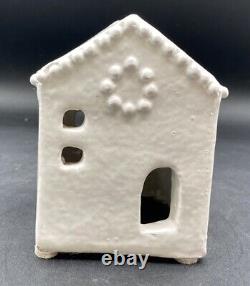 Pottery Barn Red Clay Hand Crafted Ceramic Christmas Village House Set Of 4