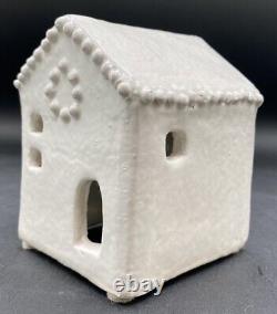 Pottery Barn Red Clay Hand Crafted Ceramic Christmas Village House Set Of 4