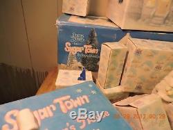 Precious Moments Sugar Town Enesco Christmas Set 70 Pcs Car Trees Pond WithBoxs