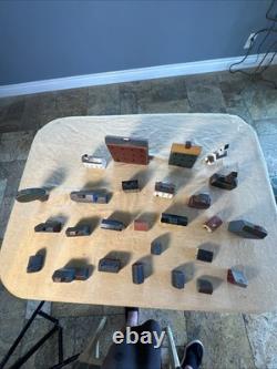 Primitive Folk Art Wood Block Village Houses Set Of 26 Handmade Painted