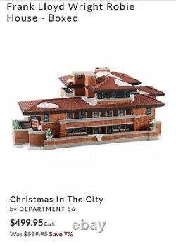 RARE Department 56 Christmas In The City Frank Lloyd Wright Robie House NIB
