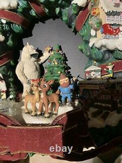 RARE Hawthorne Village Rudolphs Christmas Town Lighted Wreath Misfit Bumbles