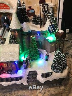 RARE Ryan Sled & Ski Resort Gondola Tree Christmas Music Animated Village MIB