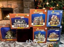 RARE Santa's Workshop Lot of 6 Complete In Box Vintage Light Up Village Set
