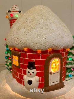 RARE! Vintage Zavoy Mold Ceramic Christmas Santa Igloo House Lighted Trees