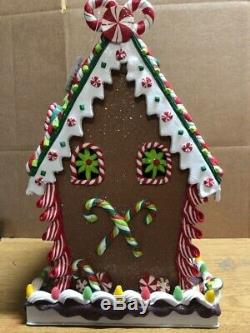 RAZ Imports Large 13.5 Gingerbread House Red Green White Candy Christmas NEW