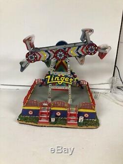 Rare Lemax Village The Zinger Animated Carnival Ride Lighted With Adapter