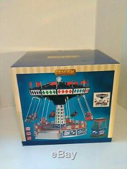 Rare NEW Christmas VILLAGE HOUSE CARNIVAL ANIMATED COSMIC SWING RIDE LEMAX 2009
