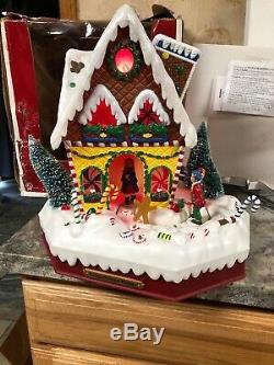 Rare New Lighted Animated Gingerbread Peppermint Candy Cane House Christmas Tree