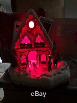 Rare New Lighted Animated Gingerbread Peppermint Candy Cane House Christmas Tree