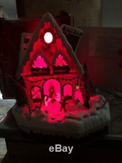 Rare New Lighted Animated Gingerbread Peppermint Candy Cane House Christmas Tree