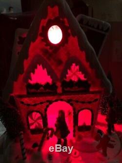 Rare New Lighted Animated Gingerbread Peppermint Candy Cane House Christmas Tree