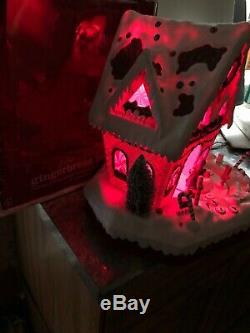 Rare New Lighted Animated Gingerbread Peppermint Candy Cane House Christmas Tree