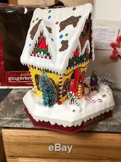 Rare New Lighted Animated Gingerbread Peppermint Candy Cane House Christmas Tree