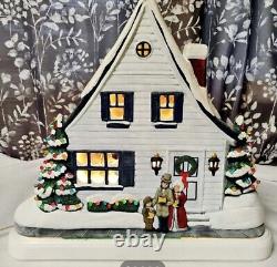 Rare Vintage 2 Sided Lighted Ceramic House, Hand Painted, 15 Inch High, 15 W