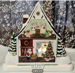 Rare Vintage 2 Sided Lighted Ceramic House, Hand Painted, 15 Inch High, 15 W