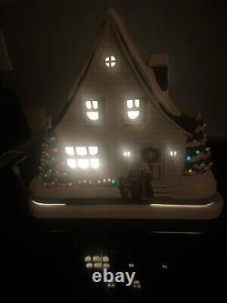 Rare Vintage 2 Sided Lighted Ceramic House, Hand Painted, 15 Inch High, 15 W
