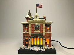 Rare and Retired Disney Village Light Up Fire Station MINT CONDITION