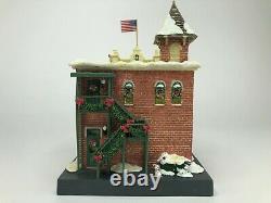 Rare and Retired Disney Village Light Up Fire Station MINT CONDITION